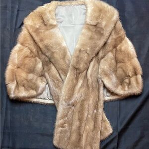 Elegant Vintage Canadian Real Mink Fur Shawl